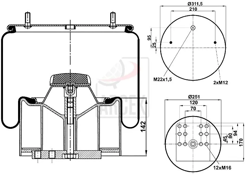 AIR SPRING WITH PLASTIC PISTON 