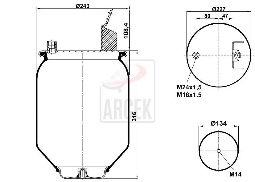 AIR SPRING  - 1600-7947 L