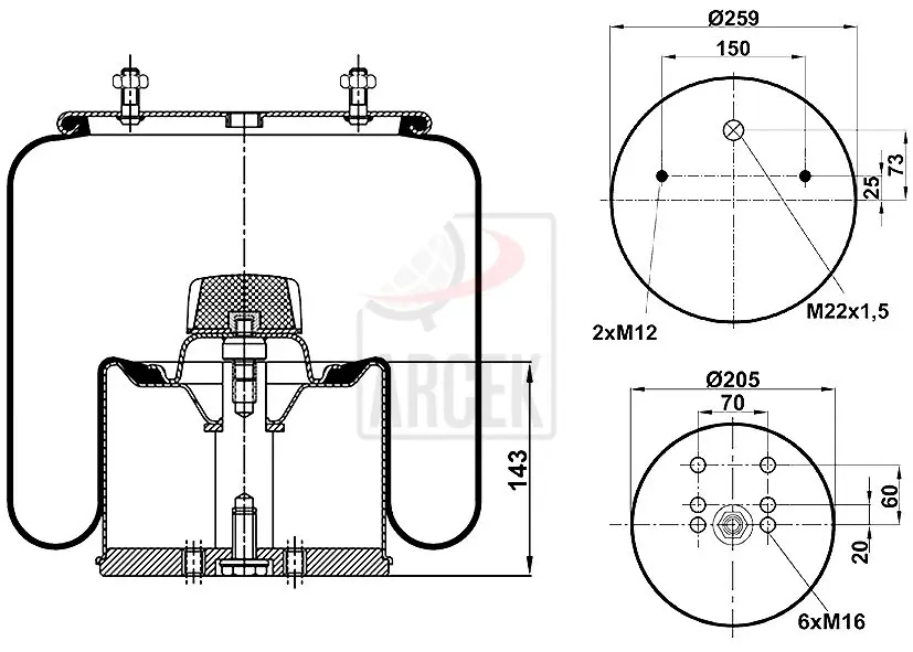 AIR SPRING WITH METAL PISTON 
