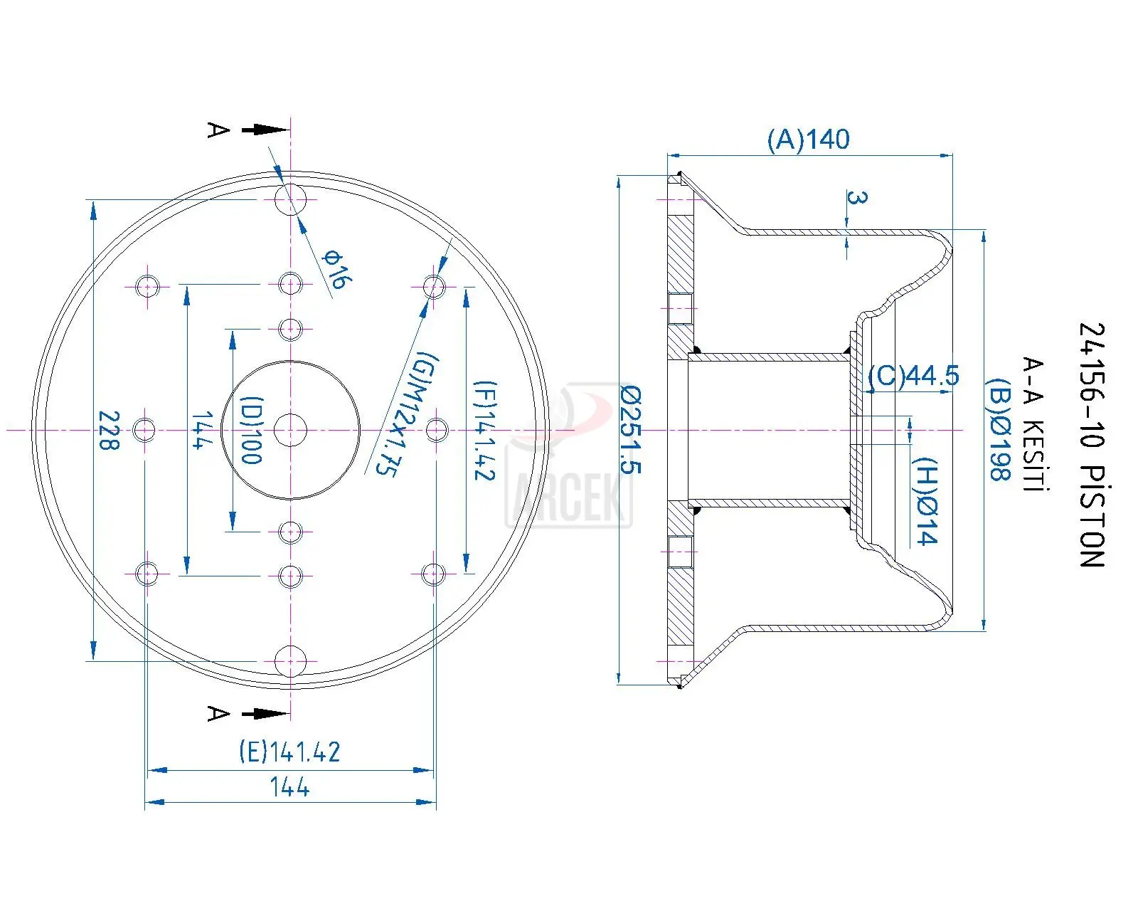 METAL PISTON 10 HOLES 