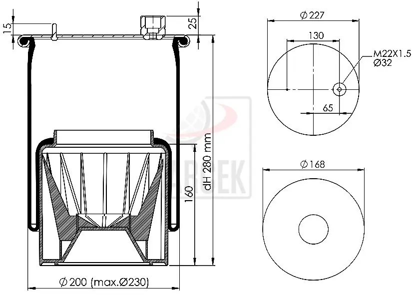 DİFF AİR BAG REAR MP4 WİTH SENSOR WİTH PLASTIC PISTON 