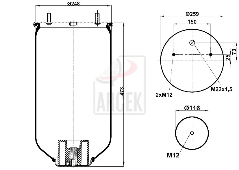 AIR SPRINGWITH TOP PLATE 