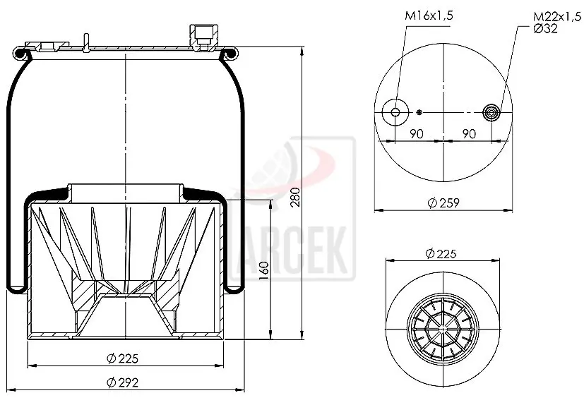 AIR SPRING WITH PLASTIC PISTON 
