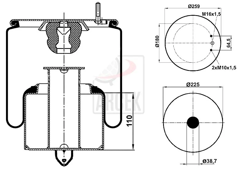 AIR SPRINGWITH METAL PISTON 