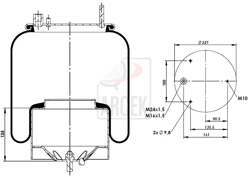 AIR SPRING WITH METAL PISTON 