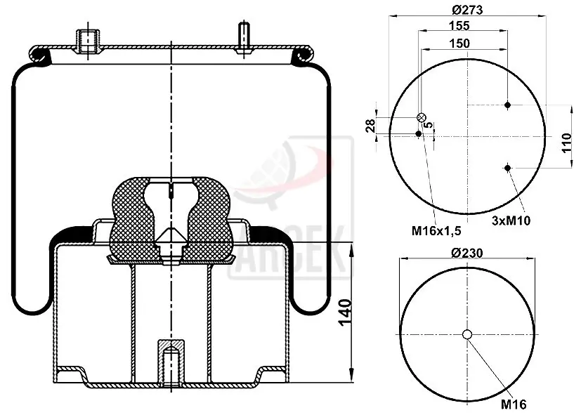 AIR SPRING WITH METAL PISTON 