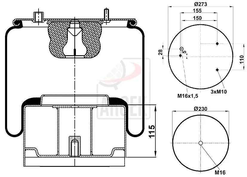 AIR SPRING WITH METAL PISTON 